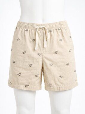 Forever 21 Men's Cream Sun Print Cotton Shorts XL Drawstring Casual Lightweight